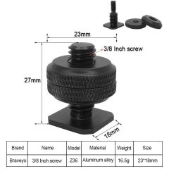 Hot Shoe Adapter to 27mm 3/8 inch Male Screw