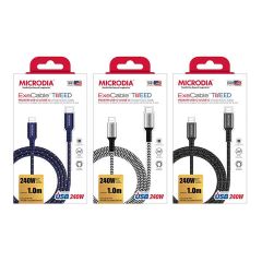 Microdia ExeCable Tweed PD240W USB-C to USB-C Cable