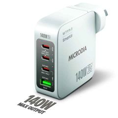 Microdia SMARTCube Nano 140W 4 Port GaN Wall Charger - White