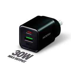 Microdia SMARTCube Nano 30W Dual Port GaN Wall Charger - Black