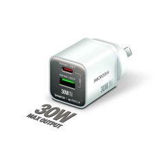 Microdia SMARTCube Nano 30W Dual Port GaN Wall Charger - White