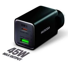 Microdia SMARTCube Nano 45W Dual Port GaN Wall Charger - Black