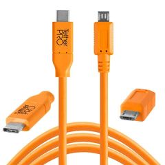 Tether Tools TetherPro USB-C to USB 2.0 Micro-B 5-Pin 4.6m Hi-Vis Orange