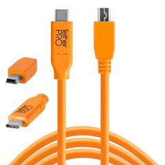 Tether Tools TetherPro USB-C to USB 2.0 Mini-B 5-Pin 4.6m Hi-Vis Orange