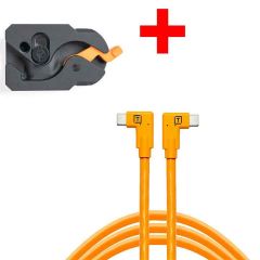 Tetherguard Leverlock Plate + USB-C 4.6m Orange Dual Right Angle Kit