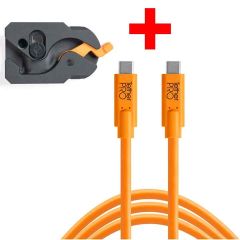 Tetherguard Leverlock Plate + USB-C 4.6m Orange Kit