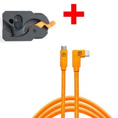Tetherguard Leverlock Plate + USB-C 4.6m Orange Right Angle Kit