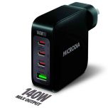 Microdia SMARTCube Nano 140W 4 Port GaN Wall Charger - Black