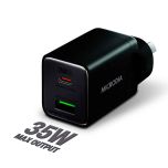 Microdia SMARTCube Nano 35W Dual Port GaN Wall Charger - Black