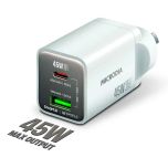 Microdia SMARTCube Nano 45W Dual Port GaN Wall Charger - White