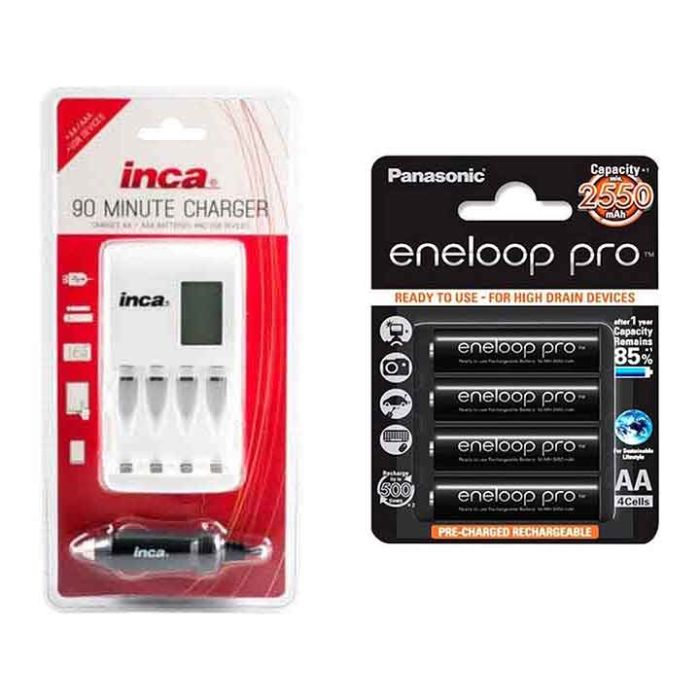 Inca Battery Charger + 4 x Eneloop AA Batteries | Cameras Direct Australia